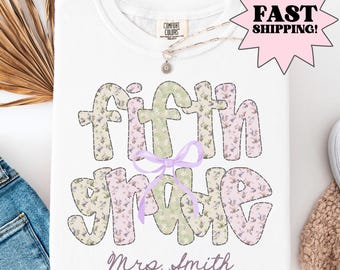 Comfort Colors Teacher Shirt Fifth Grade Teacher Shirt 5th Grade Teacher Team Tee Floral Fifth Grade Teacher Tee Back to School Shirt