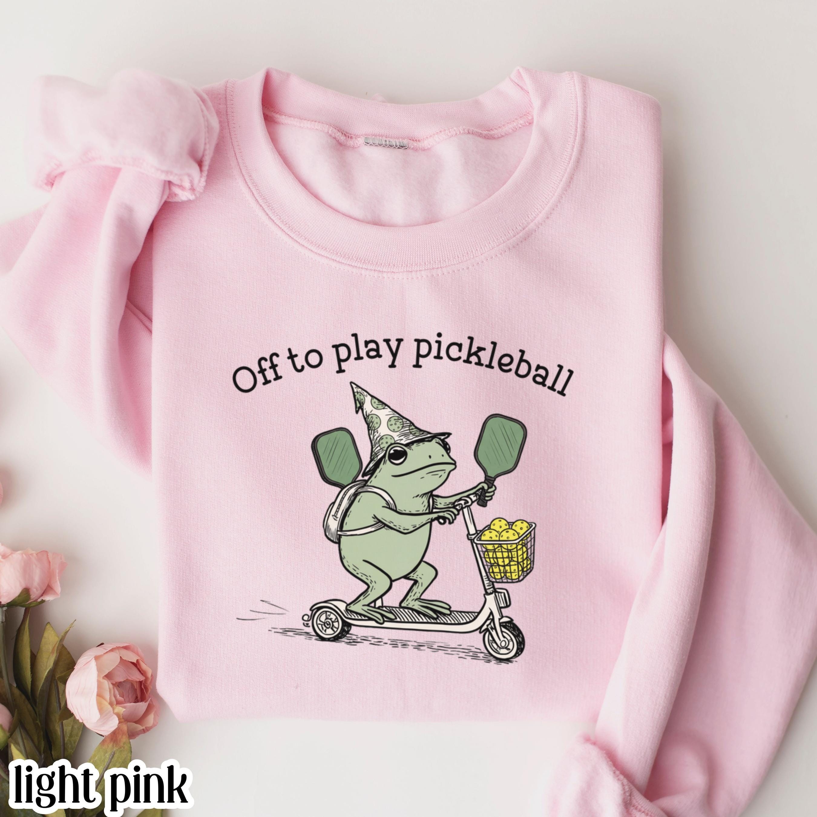 Pickleball Sweatshirt off to Play Pickleball Frog Sweater Funny