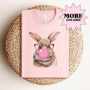 Bunny Shirt, Easter Shirt, Happy Easter, Retro Easter Bunny Graphic, Easter Shirts for Women, Easter Rabbit Shirt, Bubble Gum Bunny Shirt