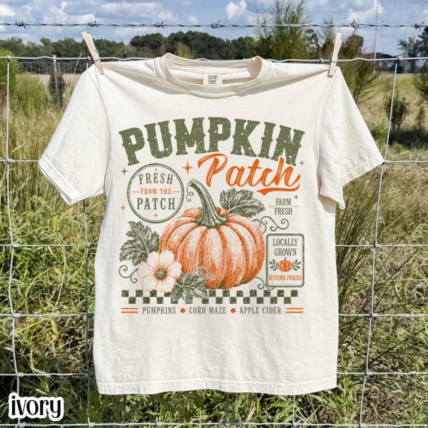 Retro Pumpkin Patch Comfort Colors® Shirt Vintage Autumn Harvest Season Tee Cozy Fall Festival TShirt Farm Fresh Thanksgiving T-Shirt