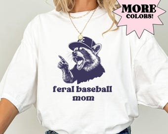 Koszulka dla mamy baseballowej Koszulka dla mamy dzikiej Prezent dla mamy baseballowej Koszulka dla mamy wielbicielki baseballu Zabawna koszulka dla mamy szopa w stylu vintage Komfortowe kolory Prezent dla mamy dzikiej