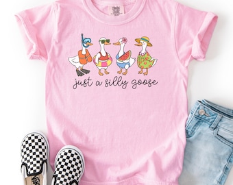 Sommer Gans Jugend Komfort Farben Shirt Alberne Gans T-Shirt Letzter Schultag Sommer T-Shirt Kinder Lustig Urlaub Schwimmer Niedliche Strand Ente
