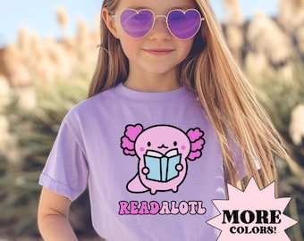 Axolotl Kids Shirt Cute Axolotl Shirt Mom Dad Mini Shirt Axolotl Lover Gift Cute Axolotl Shirt Daughter Shirt, Read Shirt, Book Shirt