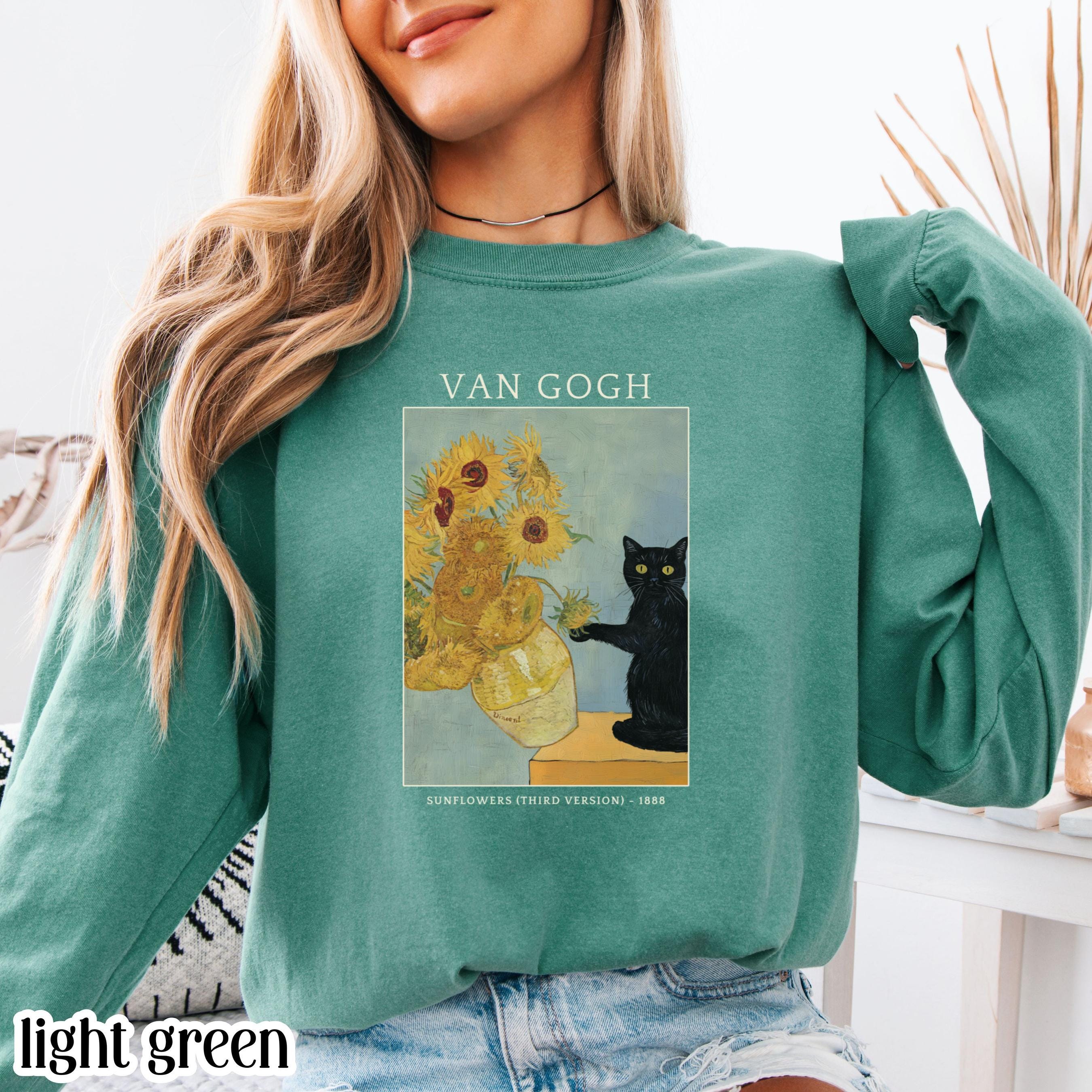Comfort Colors 猫シャツ 長袖 おもしろ猫シャツ ゴッホシャツ 猫
