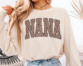 Komfort Farben Leopard Nana Langarm Shirt Mutter Tag Oma TShirt Nana Tee Geschenk Für Gigi Von Kinder Mama Cheetah Print Tier T-Shirt