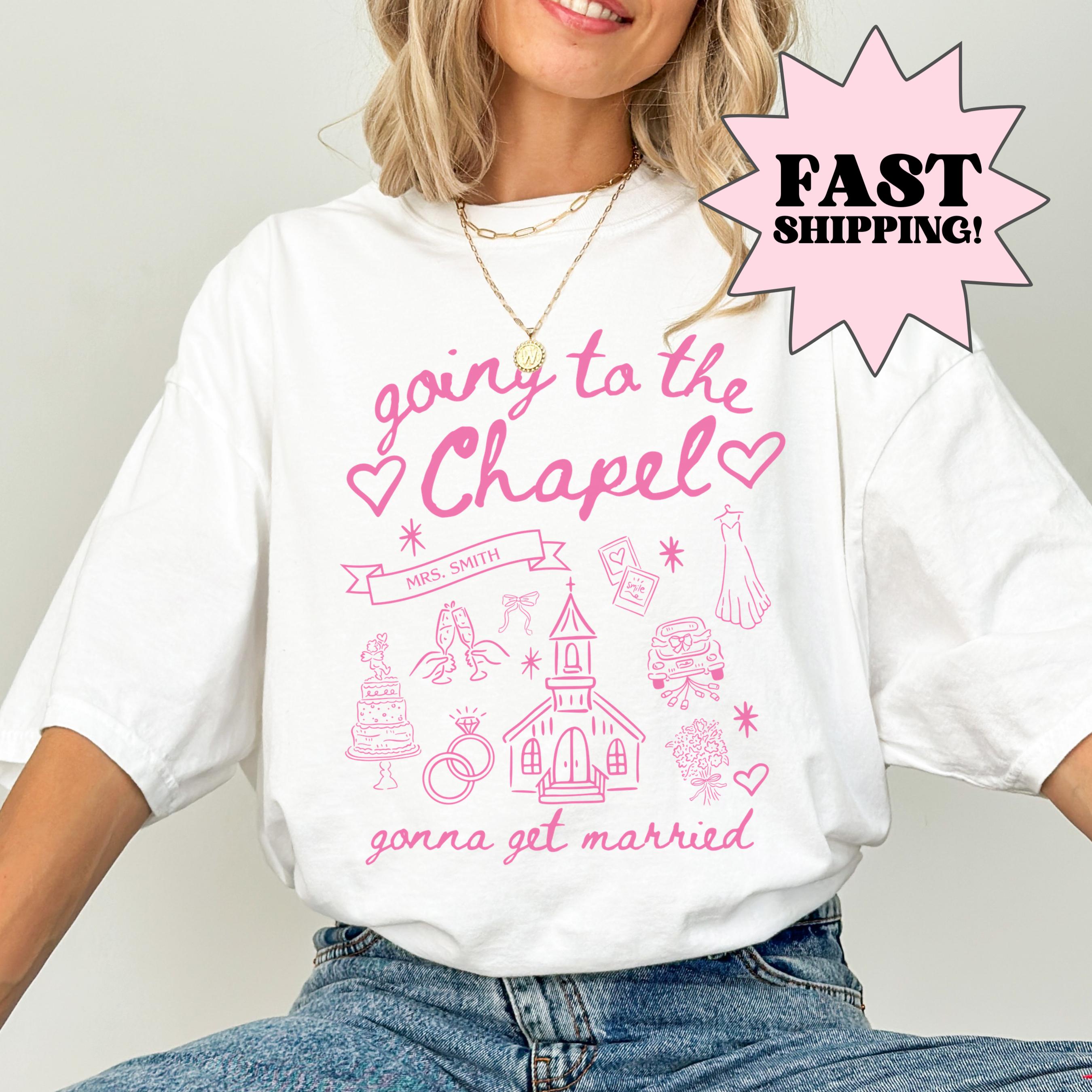 Comfort Colors Bachelorette Shirt, Personalized Going to the Chapel Gonna Get Married Shirt, Doodle Coquette Wedding Bride Tshirt