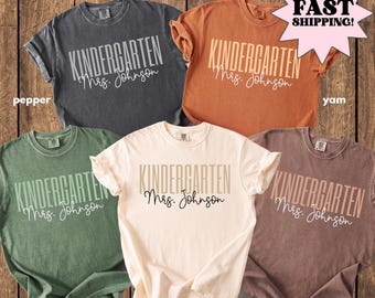 Comfort Colors Teacher Shirt Kindergarten Teacher Shirt Fall Kindergarten Shirt Back to School Shirt Custom Halloween Teacher Tee