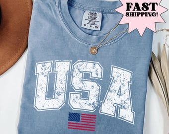 Camiseta Comfort Colors del 4 de julio, Camiseta de EE. UU., Camiseta del Cuatro de Julio, Camiseta americana, Camiseta clásica de EE. UU., Camiseta de Merica, Dios bendiga a América