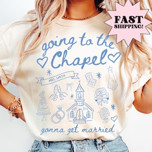 Maglietta da sposa Comfort Colors, Maglietta &quot;Going to the Chapel&quot;, Magliette per addio al nubilato, Magliette per feste di matrimonio, Maglietta da sposa, Maglietta da sposa personalizzata