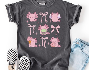 Axolotl Bow Kids Shirt Funny Axolotl Shirt Mom Mini Shirt Axolotl Lover Gift Cute Axolotl Shirt In My Axolotl Era Shirt Snaxolotl Tee