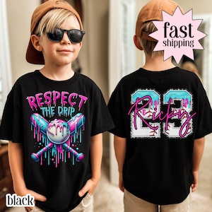 Komfortfarben Jugend-Baseball-Shirt, Baseball-Tropf-T-Shirt Respektieren Sie das Tropf-Shirt, Kinder-Baseball-Shirt, Team-Baseball-Tropf-T-Shirt mit benutzerdefinierter Nummer