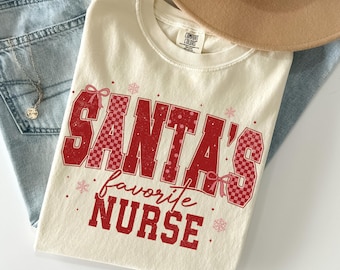 Nurse Christmas Comfort Colors Shirt  Favorite Nurse Pediatric Xmas TShirt Funny Holiday RN T-Shirt Festive Snowflake Nursing Tee Gift
