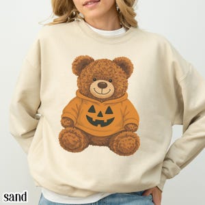 Halloween Teddy Bear Sweatshirt,  Pumpkin Sweater, Fall Spooky Season Crewneck, Cute Jackolantern Bear Sweatshirt, Cute Fall Sweater for Her