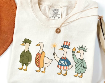 Comfort Colors 4th of July Shirt USA Shirt Fourth of July Goose Shirt American Flag Shirt Classic USA Shirt Goose Shirt Funny Shirt