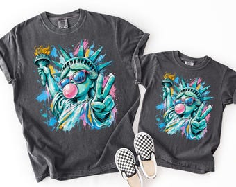 Comfort Colors USA-tröja 4 juli Frihetsgudinnan T-shirt 250-årsjubileum Frihet Grafisk T-shirt Fjärde juli Patriotisk Pop Art T-shirt