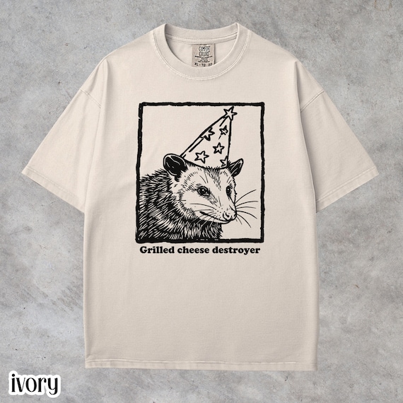 Funny Possum Shirt Comfort Colors Opossum Grilled Cheese Tee for Men Women Silly Animal T-shirt Graphic Feral Possum Tshirt Gift for Her Him