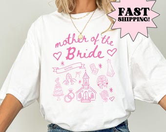 Mother of the Bride Comfort Colors Shirt, Personalized Going to the Chapel Gonna Get Married Shirt, Doodle Coquette Wedding Bride Tshirt