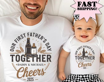 Body de bebé para el primer día del padre Conjuntos para papá y bebé Conjunto a juego para papá y bebé Body de bebé con botella de cerveza Regalo para papá nuevo Regalo para bebé nuevo