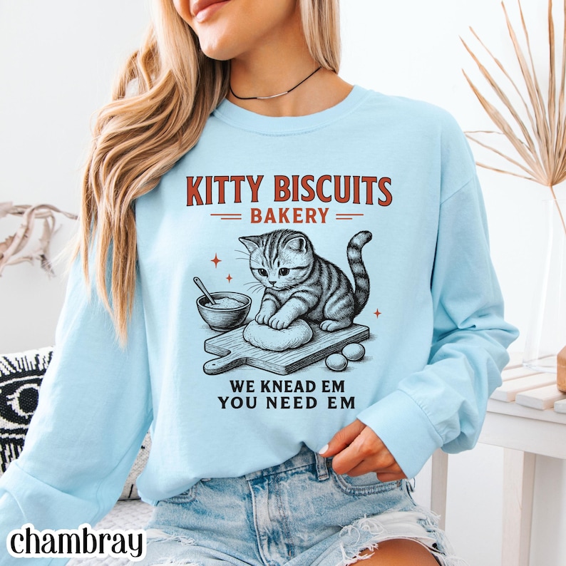 Komfortfärger kattskjorta rolig kattskjorta surdegskjorta kattmeme-skjorta katt-T-shirt kexskjorta bageri-t-shirt kattälskare gåva-t-shirt bild 4