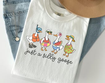 Comfort Colors Silly Goose Shirt Goose T-Shirt Summer Shirt Silly Goose Shirts Funny Graphic Shirt Cute Goose Shirt, Beach Shirt