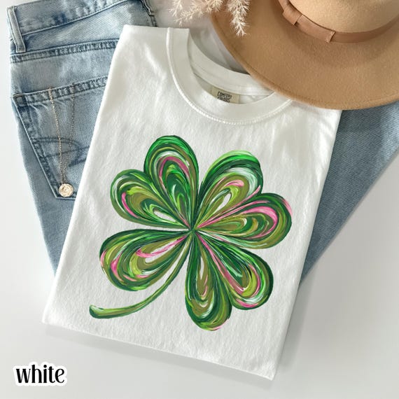 St Patricks Day Comfort Colors Shirt Lucky Shamrock Tshirt Cute Saint Patrick's Party Tee Four Leaf Clover T-shirt Irish Retro Shenanigans