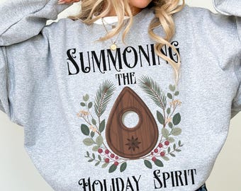 Summoning Holiday Spirit Christmas Sweatshirt Ouija Board Elder Emo Gothmas Sweater Punk Goth Black Witch Withcy Creepmas Xmas Pullover