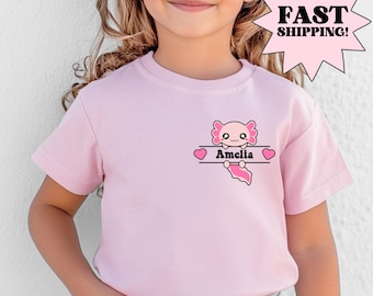 Axolotl Kids Shirt, Custom Axolotl Shirt, Axolotl Birthday Shirt, First Day of School, Axolotl Lover, Birthday Girl Shirt, Kids Axolotl Tee