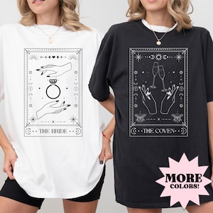 Himmlische Tarot Karte Bachelorette Shirt Komfort Farben Spooky Witchy Hochzeit Halloween Salem Brautparty Shirt Sternzeichen Braut Astrologie
