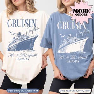 Custom cruiseshirt, comfortabele kleuren gepersonaliseerde cruiseshirts, bijpassende familiecruiseshirts, meisjesreiscruise, huwelijksreiscruiseshirts