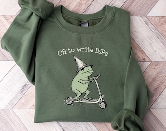School psycholoog Sweatshirt speciaal onderwijs counselor trui IEP Tee kikker scooter cadeau SPED opname leraar taal trui cadeau