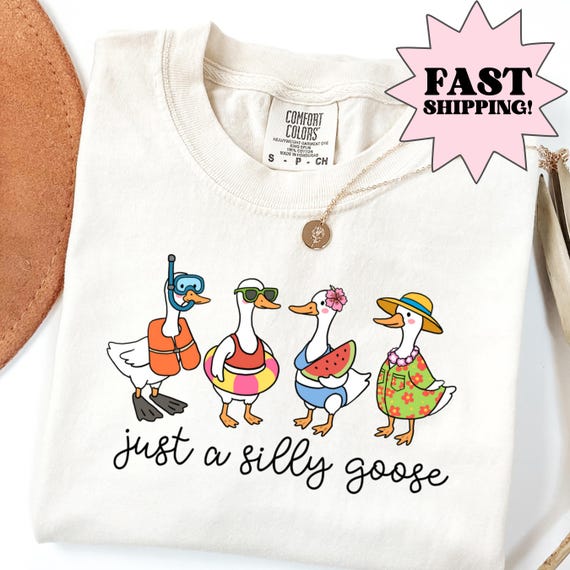 Comfort Colors Silly Goose Shirt Goose T-Shirt Summer Shirt Silly Goose Shirts Funny Graphic Shirt Cute Goose Shirt, Beach Shirt