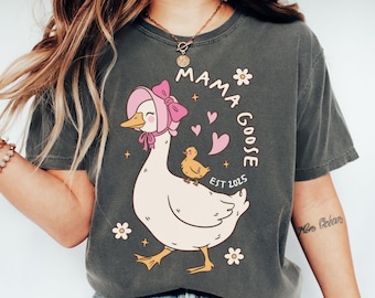 Comfort Colors® Mama Goose-tröja, mors dag-tröja, Silly Goose Baby Goose Vintage Mama-tröja, moderskapströja, Comfort Color Mama-tröja