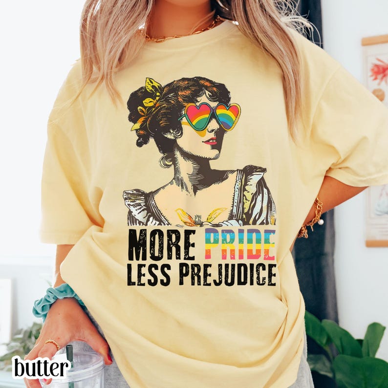 Comfort Colors Pride Shirt Gay Shirt LGBTQ Shirt Lesbian Shirt Inclusive Shirt Trans Shirt, Equality Shirt, More Pride Less Prejudice Butter
