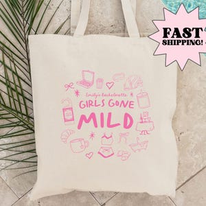 Mädchen gegangen Mild Bachelorette Tote, Club Bachelorette, ästhetische Bach Tote, kundenspezifische Hochzeitsfeier-Geschenk, Mädchen Reise Einkaufstasche, Braut-Stammes-Geschenk