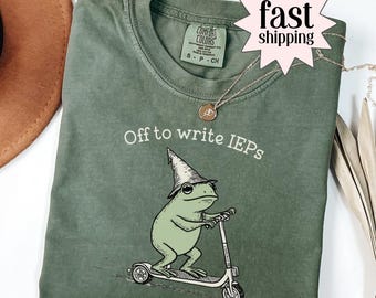 Maglietta per psicologo scolastico, consulente per l'educazione speciale, colori confortevoli, maglietta IEP, rana, scooter, regalo per insegnante di inclusione SPED, linguaggio