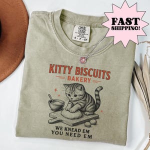 Camiseta de gato con colores cómodos, divertida camiseta de gato, camiseta de masa madre, camiseta de meme de gato, camiseta de gato, camiseta de galleta, camiseta de panadería, camiseta de regalo para amantes de los gatitos