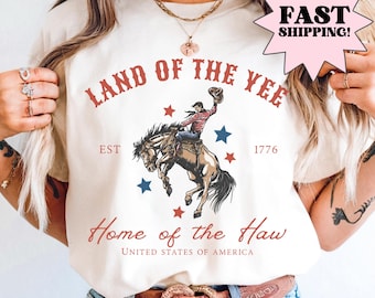 Comfort Colors 4th of July Shirt USA Shirt Fourth of July Shirt Yee Haw Shirt Cowboy Tee Western 4th of July Shirt, Land of the Yee Tee