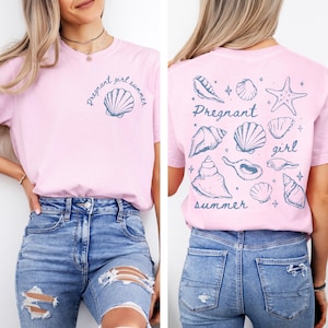 Komfortowe kolory dla ciężarnej dziewczyny na lato, koszulka z ogłoszeniem o ciąży, koszulka na baby shower, koszulka dla nowej mamy, prezent dla mamy, koszulka dla przyszłej mamy na plaży