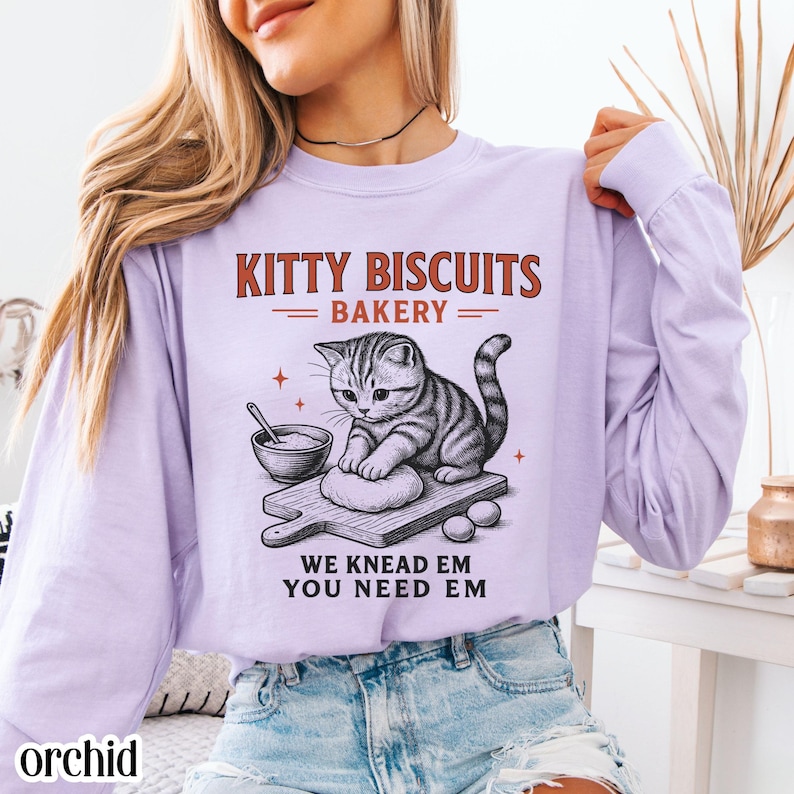 Komfortfärger kattskjorta rolig kattskjorta surdegskjorta kattmeme-skjorta katt-T-shirt kexskjorta bageri-t-shirt kattälskare gåva-t-shirt bild 8