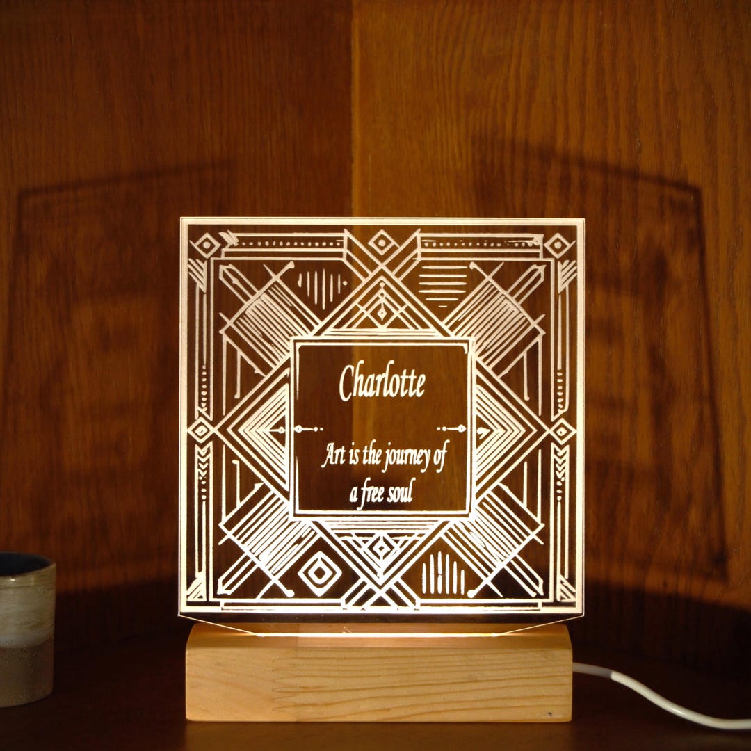Personalized Geometric LED Lamp: Custom Name & Quote, Artist Gift - Etsy