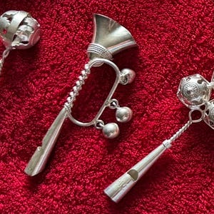 Vintage Indian Sterling Silver baby rattles with whistle. Each rattle sold separately.