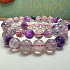 Pulsera de cristal Super 7 natural de grado 5A, con crecimiento positivo, cuentas de 8/10 mm, piedra melódica, cristal curativo, regalo de uso diario