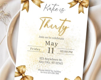 30th Birthday Invitation, Birthday Dinner Invite, 40th Birthday Invitation, 30th Birthday Invitation for Her, Surprise Birthday Invitation