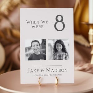 Modello di numeri da tavolo per matrimonio con foto Carta numerica per matrimonio stampabile per matrimonio minimalista Numero da tavolo modificabile per matrimonio moderno
