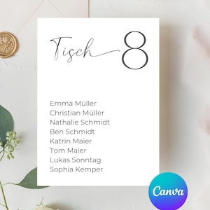 Tischnummern Hochzeit Sitzplan Sitzordnung Sitzkarten Tischordnung Finde deinen Platz Sitzplatzwahl Tischplan Minimalistisch Canva A5 A6