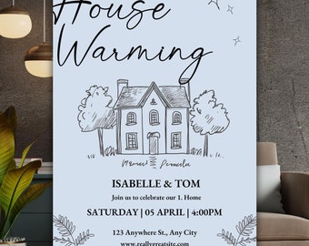 Editable House Warming Invitation, House Warming Party, Modern, Minimalist, Printable or Text Invite, Housewarming Invite Template