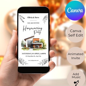 Digital Housewarming Party Invitation, Animated House Warming Invite For Women,Modern New Apartment Home Evite, Self Editable Template Ecard