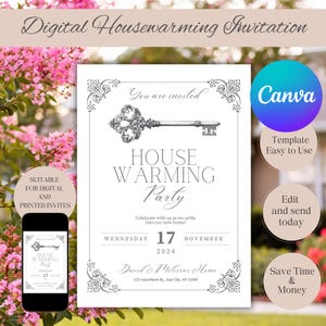 Digital Housewarming Party Invitation, House Warming Invite For Women, New Apartment Home Evite, Self Editable Template Ecard,New Home Party