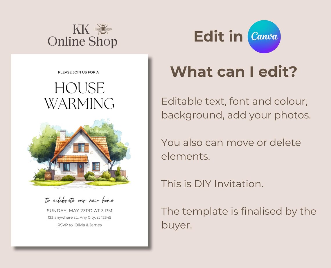 Editable House Warming Invitation, House Warming Party, Modern ...