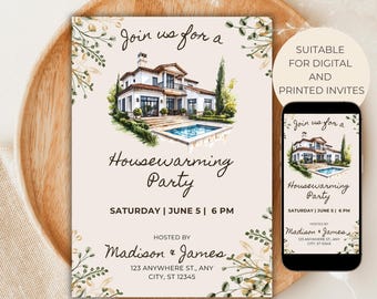Housewarming Party Invitation Template, Editable House Warming Invitation, New Home Party Invite Card, Digital Housewarming Invitation